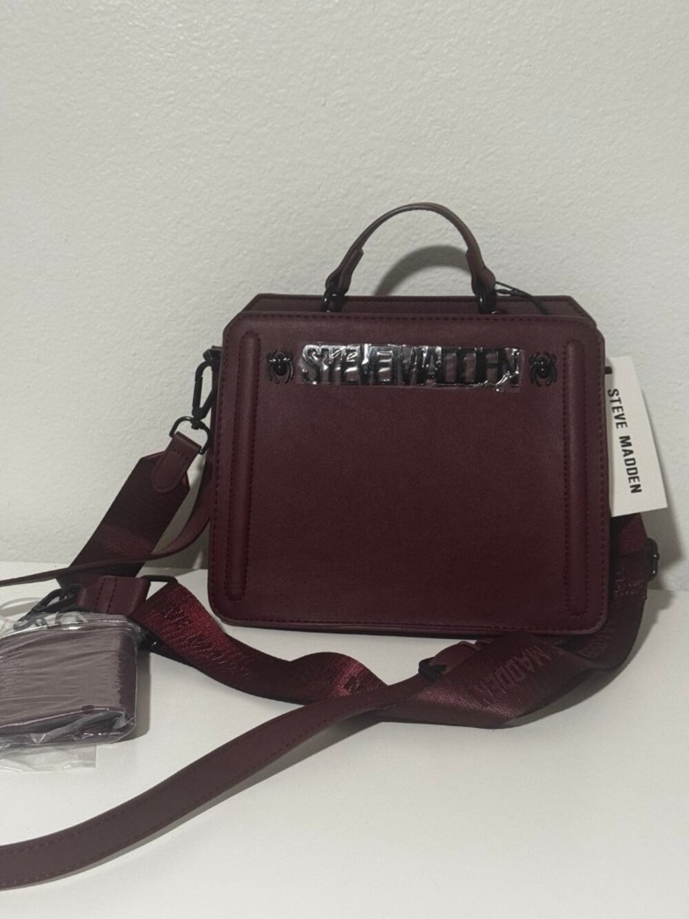 Steve Madden Halloween Spider bloodstone maroon Spooky Satchel Crossbody Bag